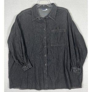 Ulla Popken Long Sleeve Denim Button Up Shirt Womens US Size 24/26 Oversized Fit